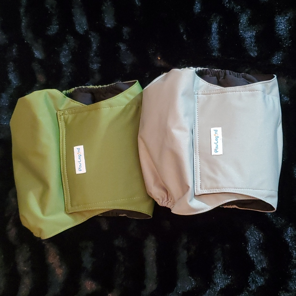 PAW LEGEND Diapers for Male Dog (2 Pack)-Washable Dog Belly Wrap-Velcro-EC-Sz L